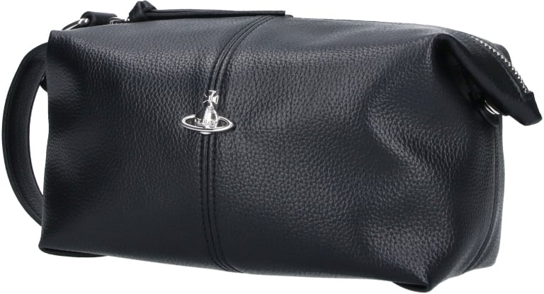 Vivienne Westwood Black Wash Bag Textured PU Pouch Zwart