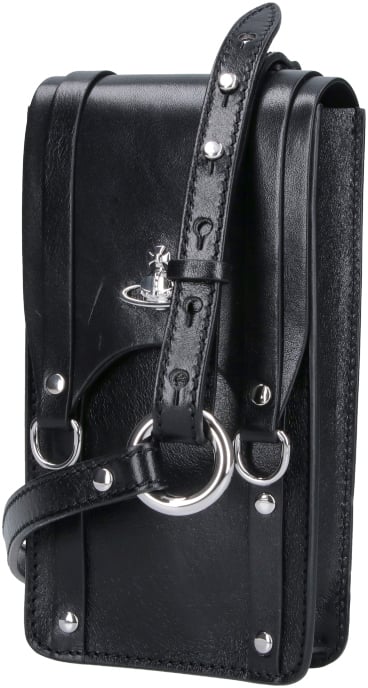 Vivienne Westwood Black Structured Rectangular Flap Bag Zwart