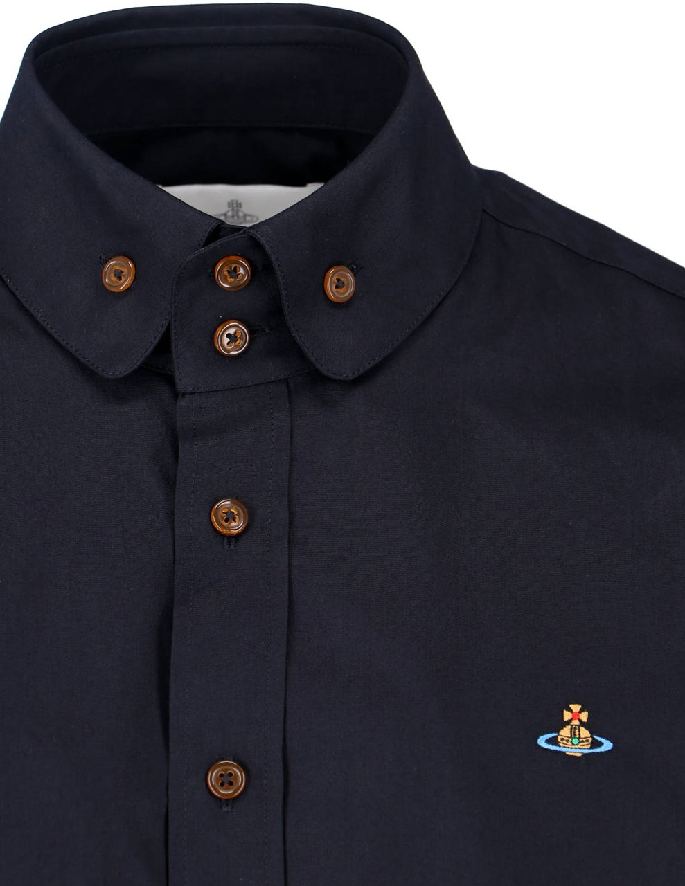 Vivienne Westwood Black Two Button Krall Cotton Shirt Zwart