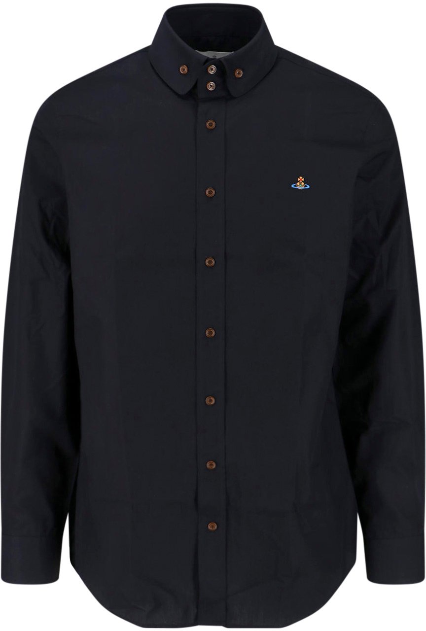 Vivienne Westwood Black Two Button Krall Cotton Shirt Zwart