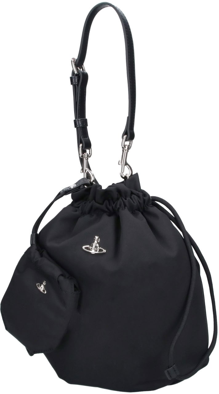 Vivienne Westwood Black Orb Drawstring Fabric Pouch Zwart
