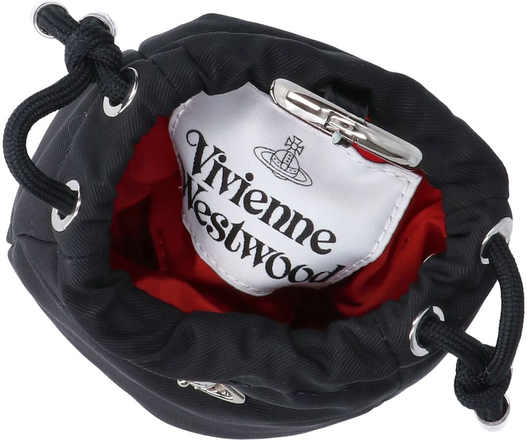 Vivienne Westwood Black Orb Drawstring Fabric Key Pouch Zwart