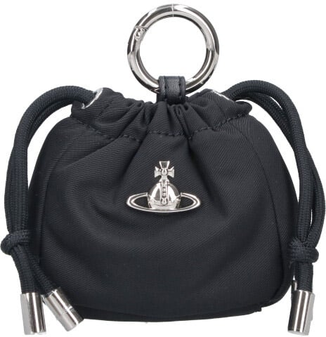 Vivienne Westwood Black Orb Drawstring Fabric Key Pouch Zwart