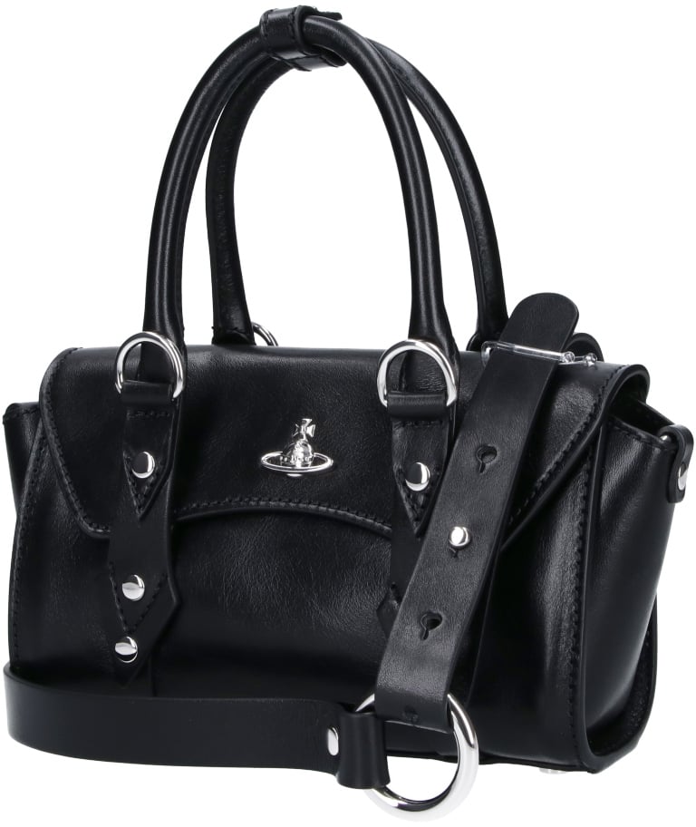 Vivienne Westwood Black Bettina Studded Leather Handbag Zwart