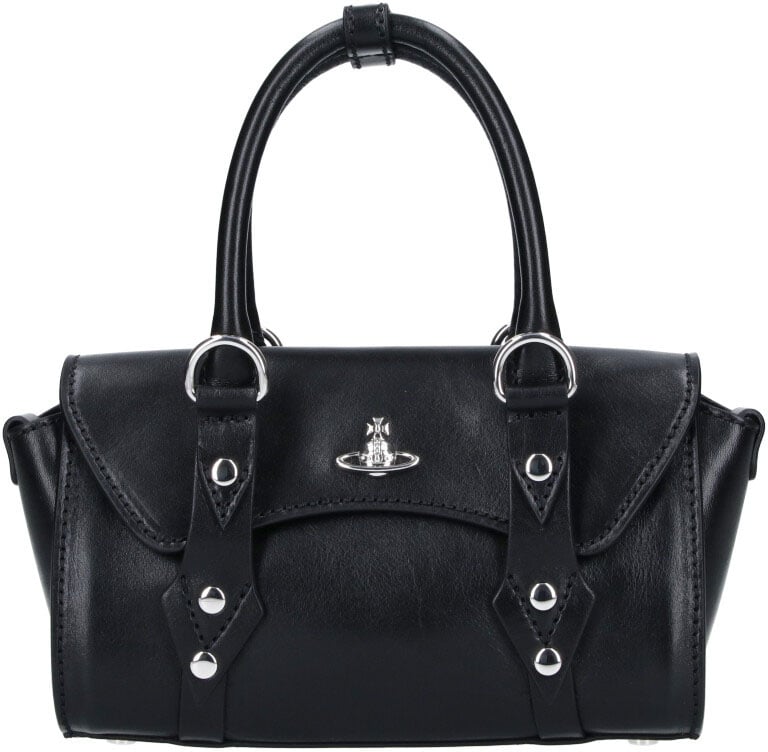 Vivienne Westwood Black Bettina Studded Leather Handbag Zwart
