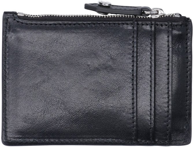 Vivienne Westwood Black Slim Zip Calfskin Cardholder Zwart
