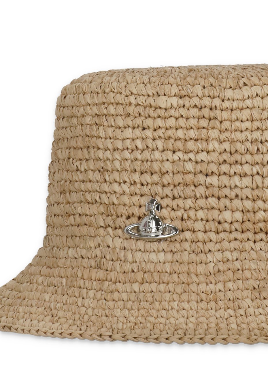 Vivienne Westwood Natural Woven Raffia Bucket Hat Neutraal
