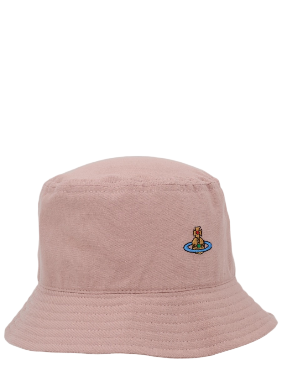 Vivienne Westwood Muted Pink Stitched Brim Cotton Hat Roze
