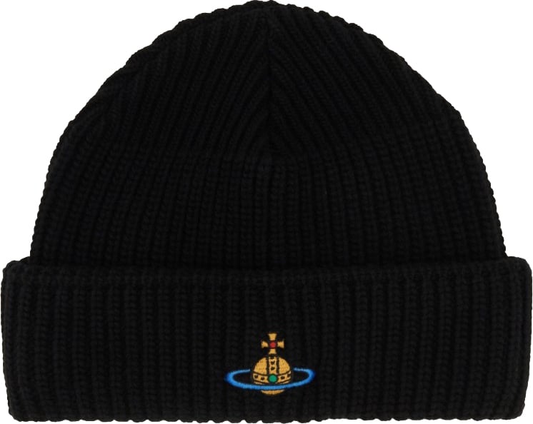 Vivienne Westwood Beanie Hat With Logo Zwart