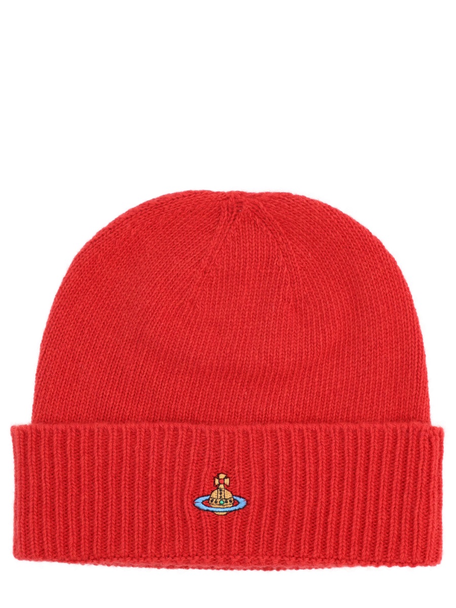 Vivienne Westwood Knit Cashmere Ribbed Beanie Rood