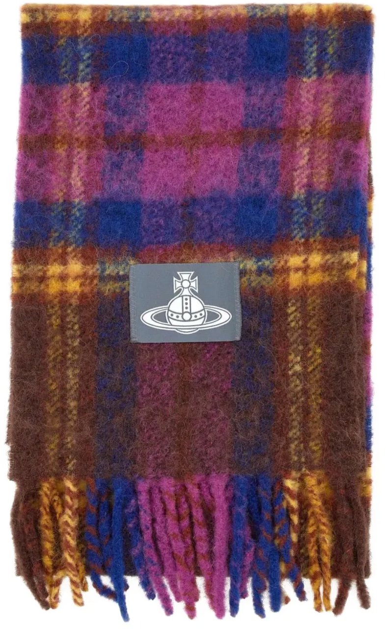 Vivienne Westwood Check Scarf Purple Divers