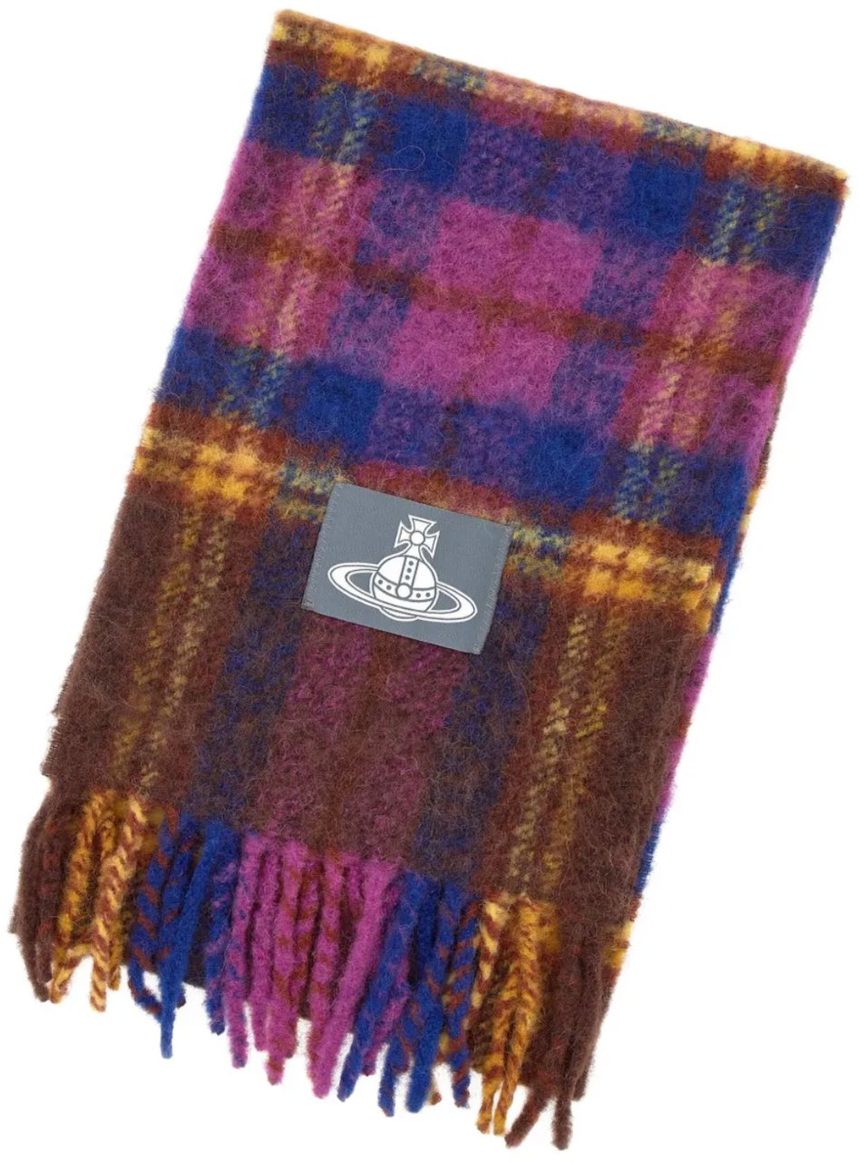 Vivienne Westwood Check Scarf Purple Divers