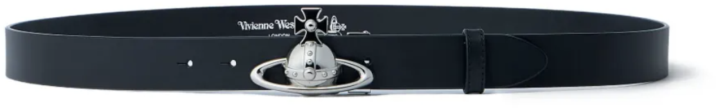 Vivienne Westwood Orb Buckle Belt/silver Black Zwart