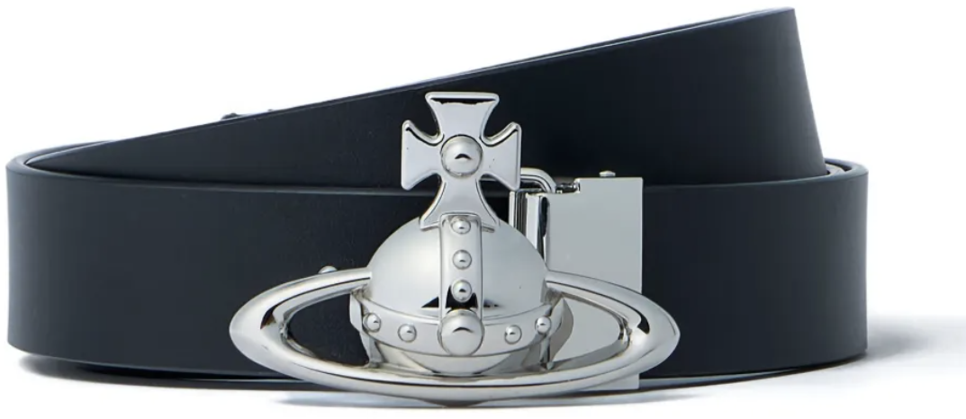 Vivienne Westwood Orb Buckle Belt/silver Black Zwart
