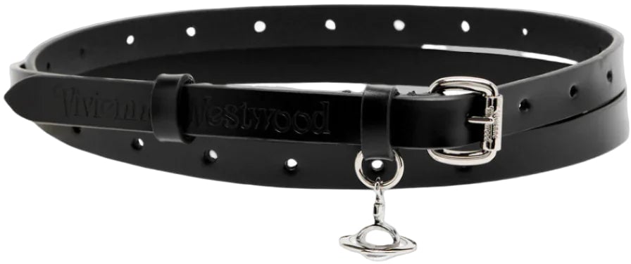Vivienne Westwood MINI ALEX CHARM BELT BLACK/SILVER Zwart