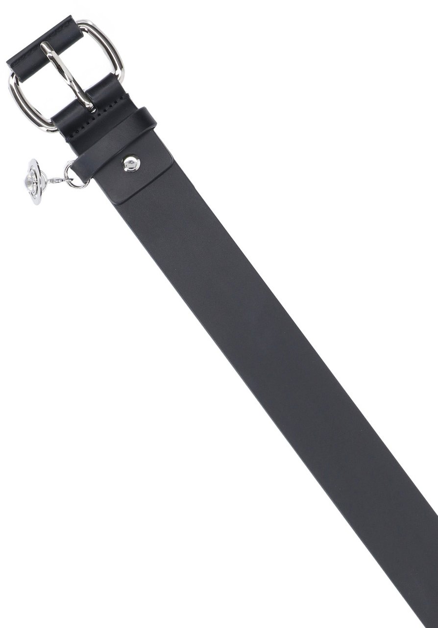 Vivienne Westwood "New Wide Alex Charm" Belt – Black Zwart