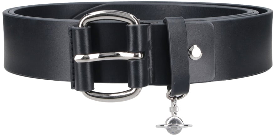 Vivienne Westwood "New Wide Alex Charm" Belt – Black Zwart
