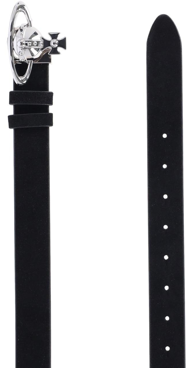 Vivienne Westwood Polished Finish Black Belt With Classic Buckle Closure Zwart