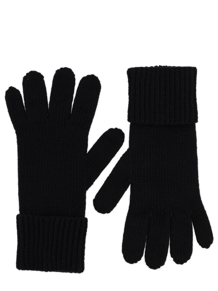 Vivienne Westwood Black Ribbed Wool Gloves Zwart