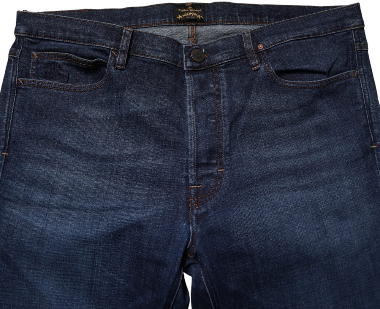 Vivienne Westwood Blue Mid Waist Cotton Men Cropped Denim Jeans Blauw