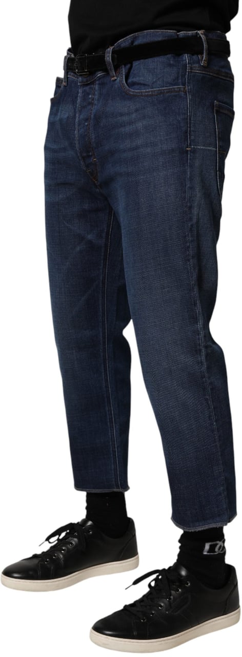 Vivienne Westwood Blue Mid Waist Cotton Men Cropped Denim Jeans Blauw