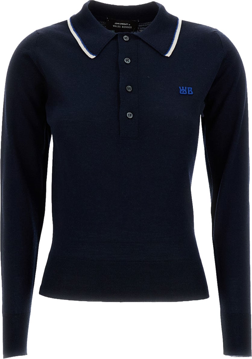 Wales Bonner Merino Wool Embroidered Logo Sweater Blauw