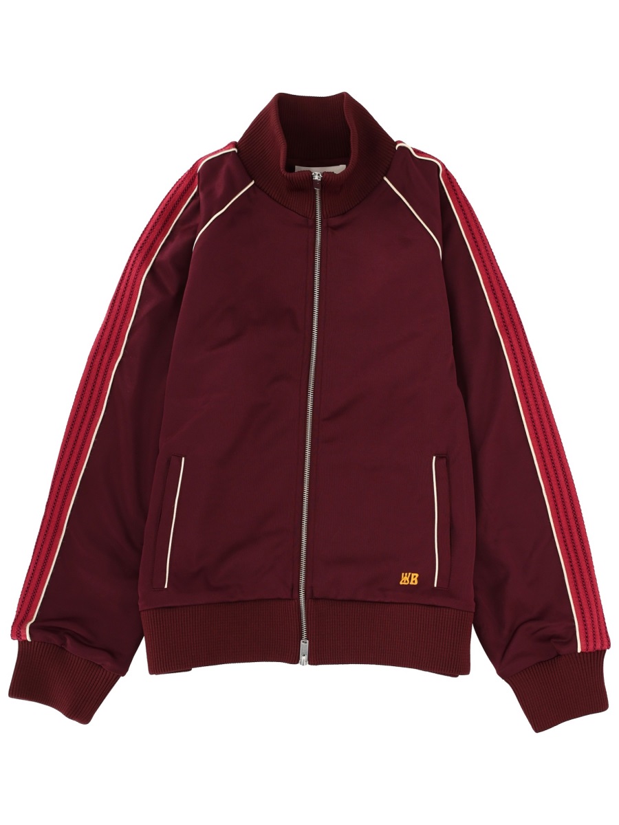 Wales Bonner Burgundy Striped Piping Sports Sweatshirt Zwart