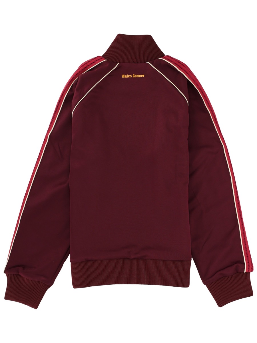 Wales Bonner Burgundy Striped Piping Sports Sweatshirt Zwart