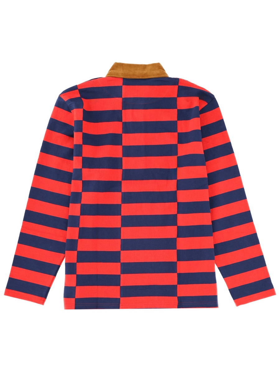 Wales Bonner Red Cotton City Striped Polo Shirt Rood