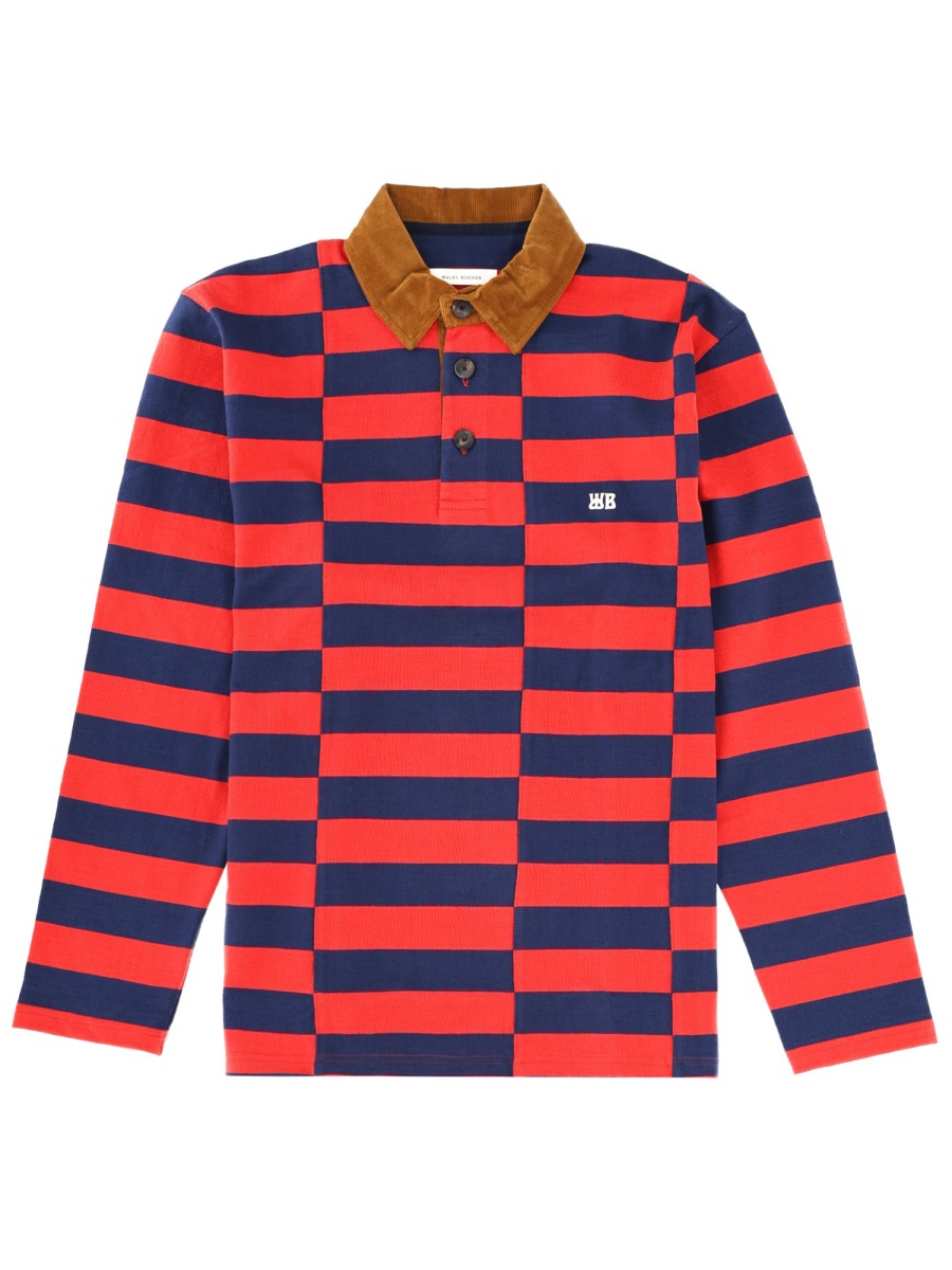 Wales Bonner Red Cotton City Striped Polo Shirt Rood