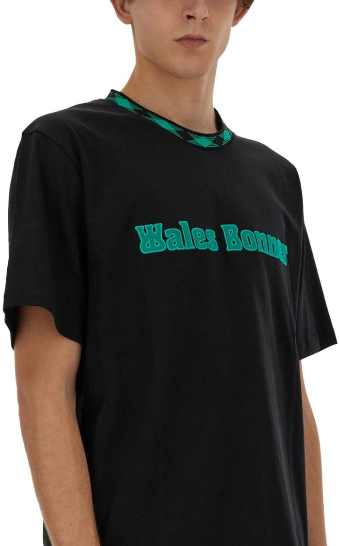 Wales Bonner Classic Graphic Print Cotton T-Shirt Zwart