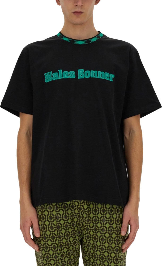 Wales Bonner Classic Graphic Print Cotton T-Shirt Zwart