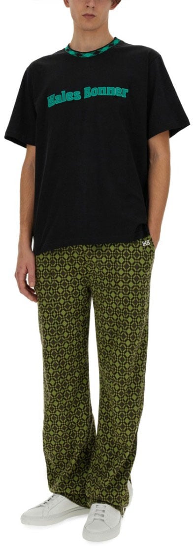 Wales Bonner Classic Graphic Print Cotton T-Shirt Zwart