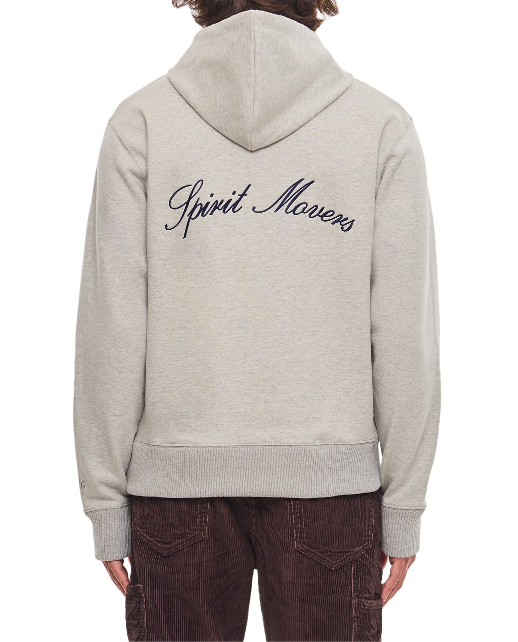 Wales Bonner Bold Front Print Hoodie With Adjustable Hood And Kangaroo Pocket Grijs