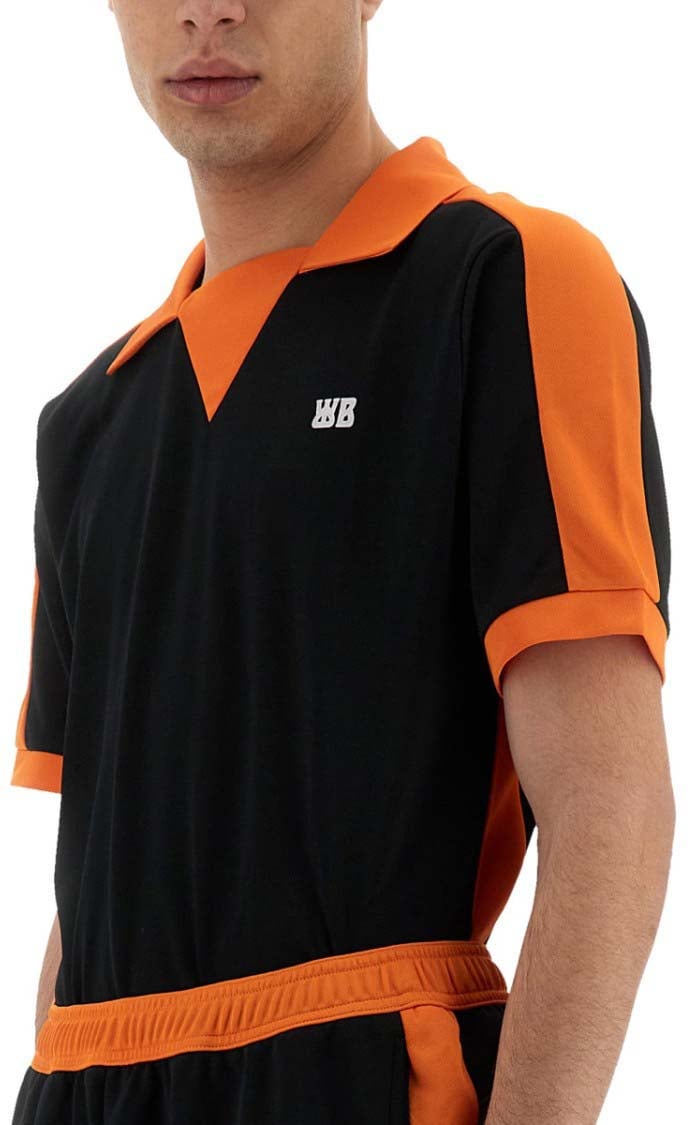 Wales Bonner Black Contrasting Collar Polo Shirt Zwart