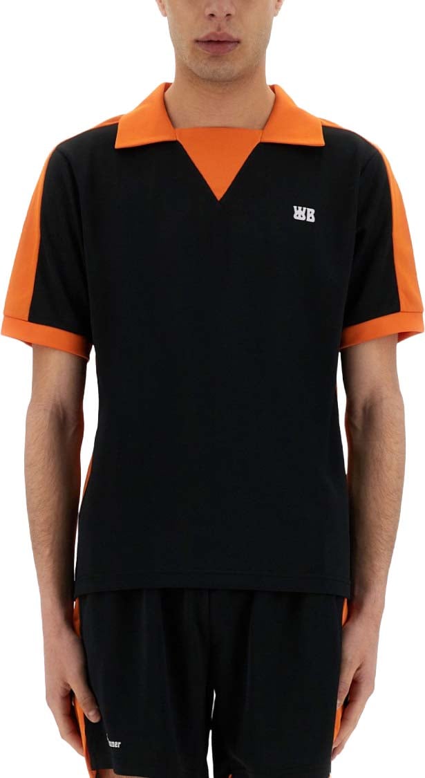 Wales Bonner Black Contrasting Collar Polo Shirt Zwart