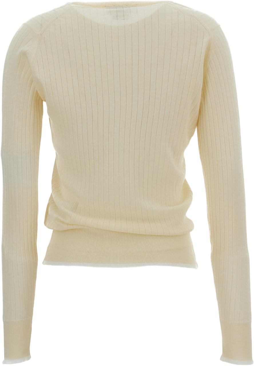 Wales Bonner Ribbed Knit Crewneck Sweater with Button Fastening Wit