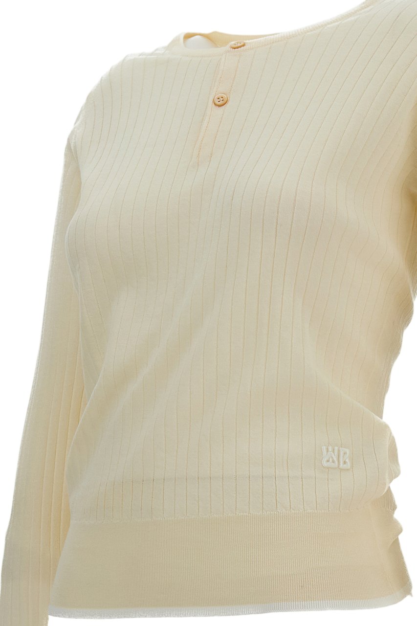 Wales Bonner Ribbed Knit Crewneck Sweater with Button Fastening Wit
