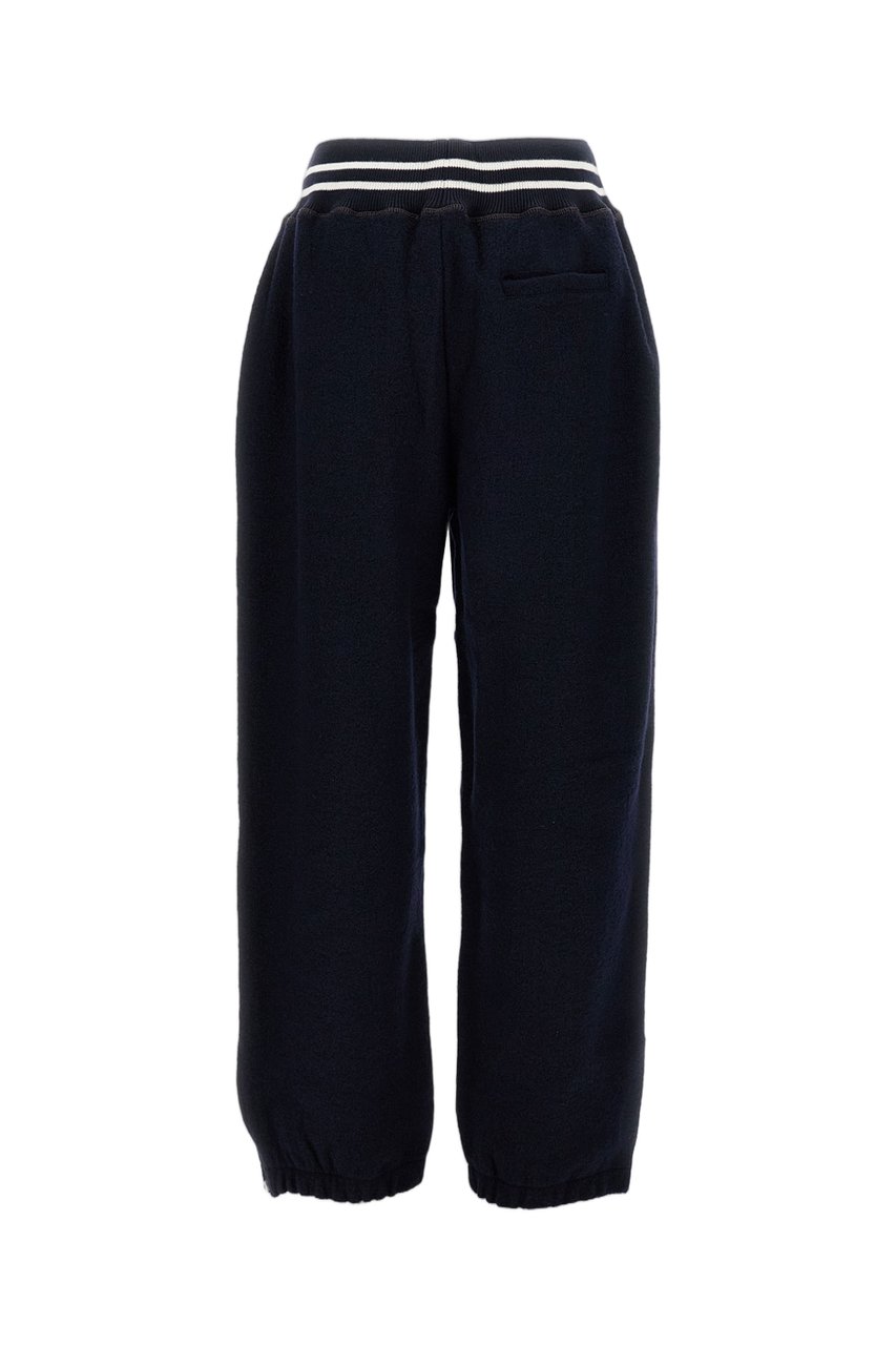 Wales Bonner Baggy Wool Trousers With Elastic Waistband And Ribbed Cuffs Blauw