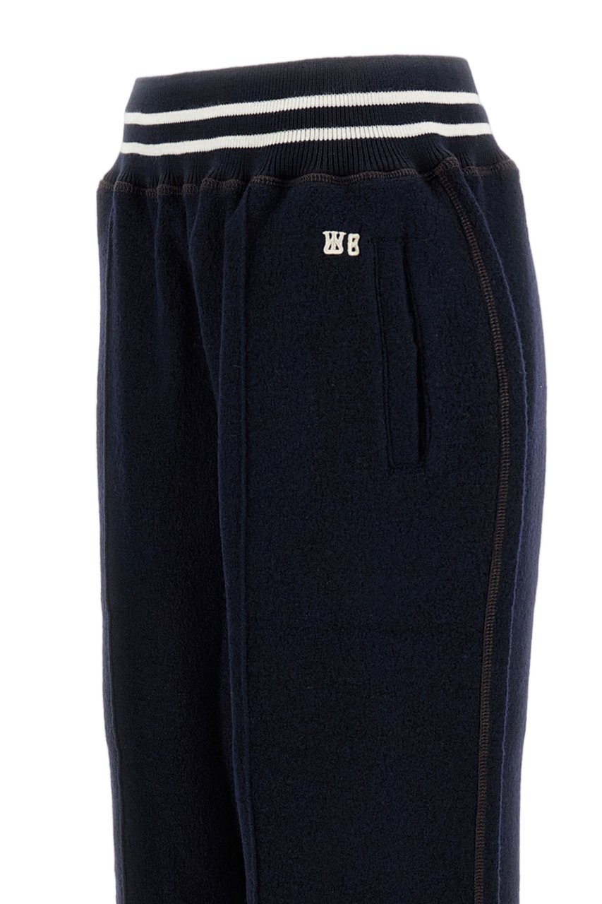 Wales Bonner Baggy Wool Trousers With Elastic Waistband And Ribbed Cuffs Blauw