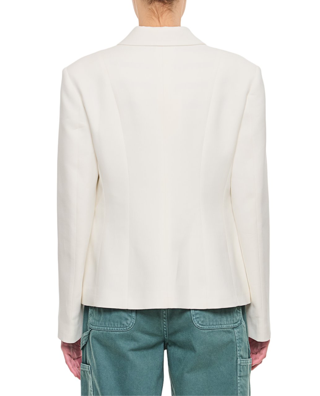 Wales Bonner Fitted White Jacket With Crystal Flower Detail Wit