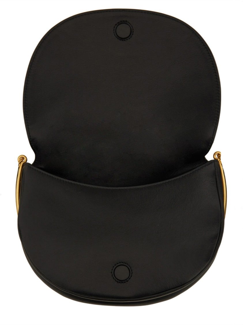 Wandler Curved Silhouette Black Leather Tote With Adjustable Strap Zwart