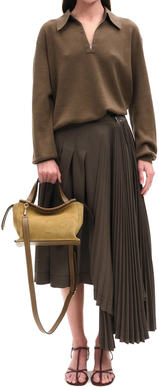 Wandler Ida Bag Small Khaki Suede Groen