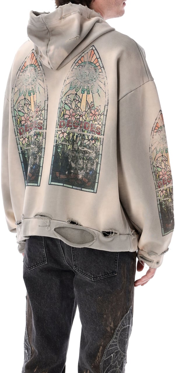 Who Decides War Faded Zip Up Vintage Grey Taupe