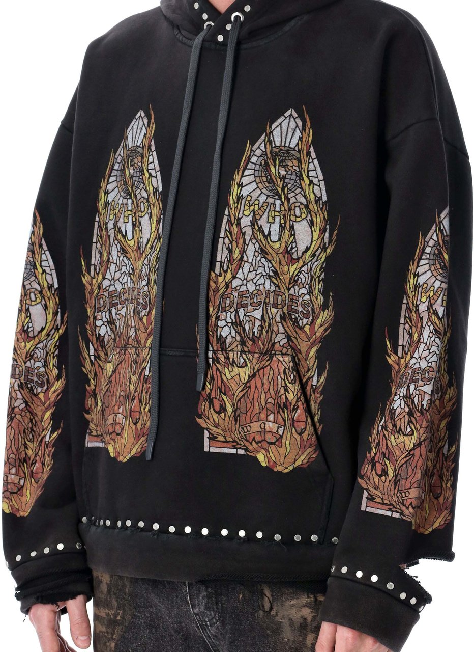 Who Decides War Hardware Hooded Pullover Coal Donkergrijs