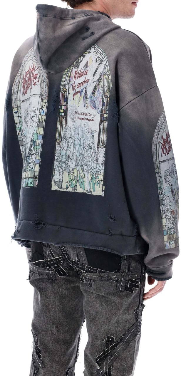 Who Decides War Motley Hooded Pullover Violet Grijs