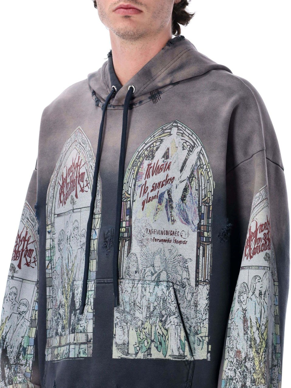 Who Decides War Motley Hooded Pullover Violet Grijs
