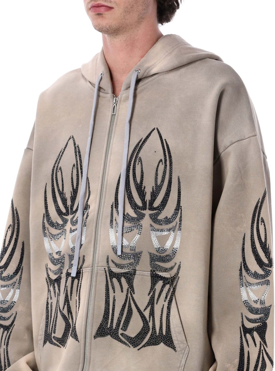 Who Decides War Winged Zip Up Vintage Grey Taupe