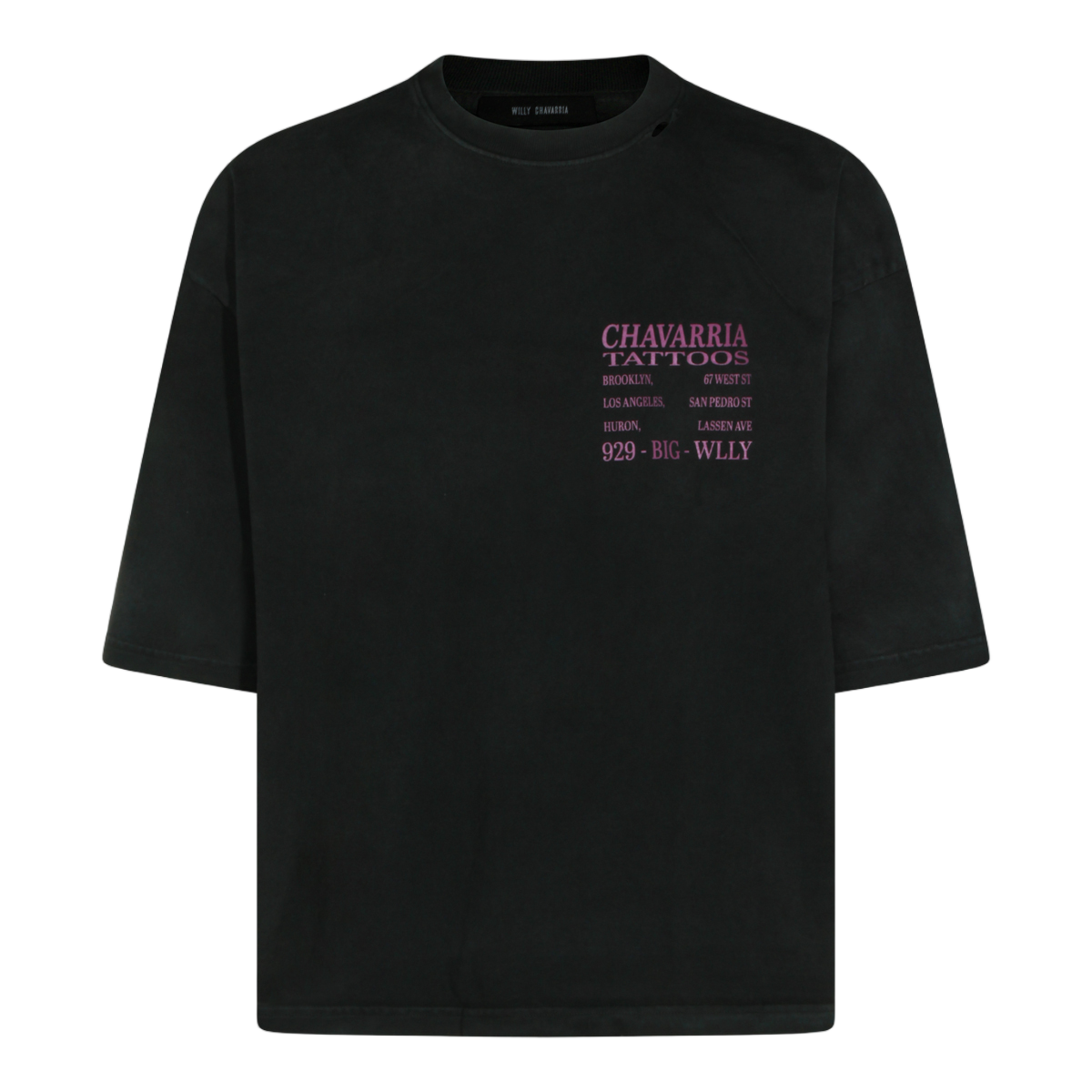 Willy Chavarria Oversized Black Graphic T-Shirt with Artistic Print Zwart