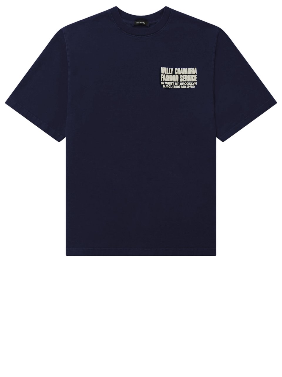 Willy Chavarria Navy Printed Cotton T-Shirt Blauw